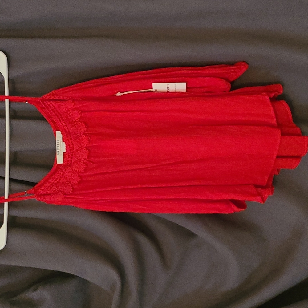 Forever21 Red Cold Shoulder Top